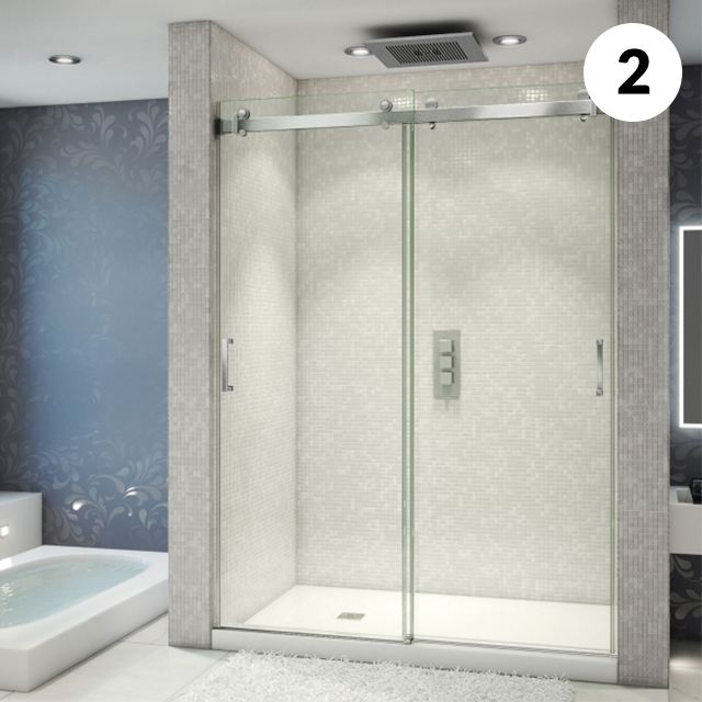 Frameless glass shower enclosure