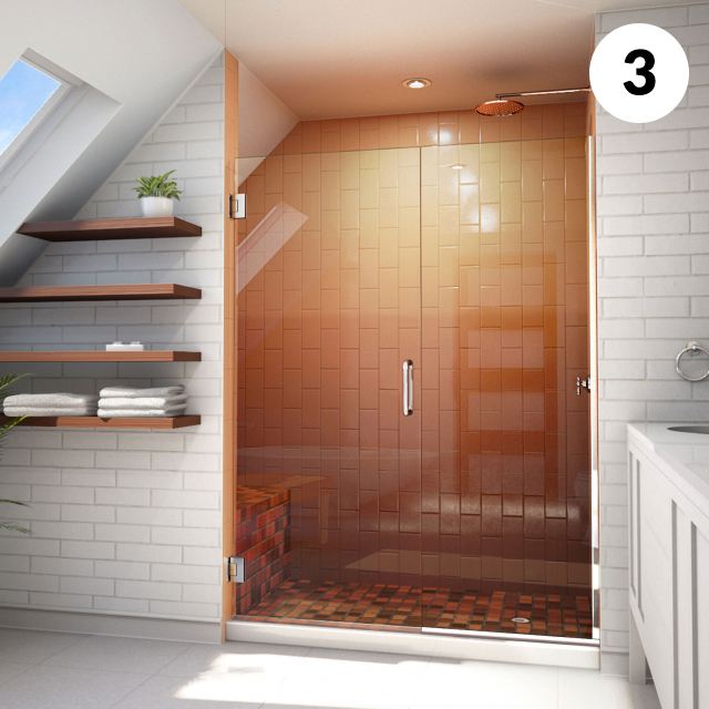 Frameless glass shower enclosure
