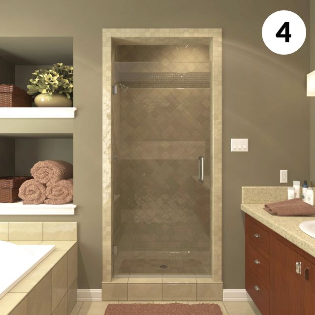 Frameless glass shower enclosure