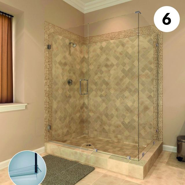 Frameless glass shower enclosure
