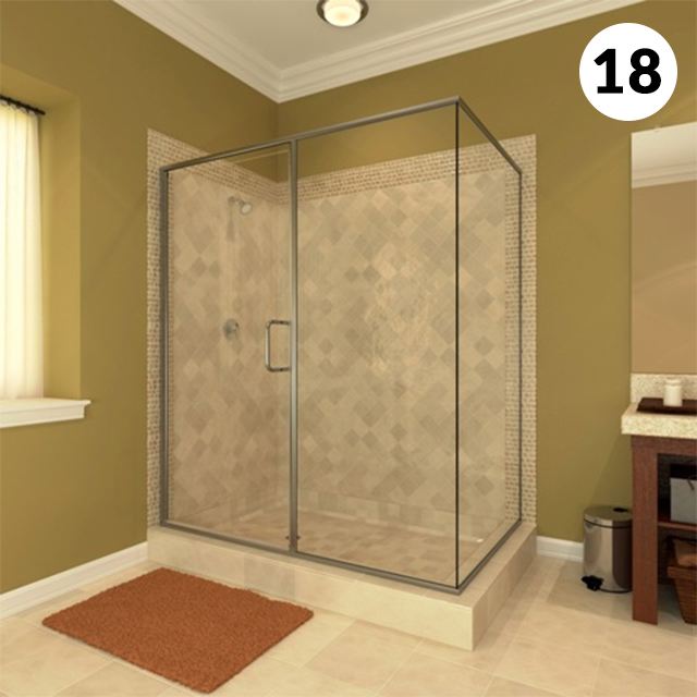 Semi-frameless swing door shower enclosure