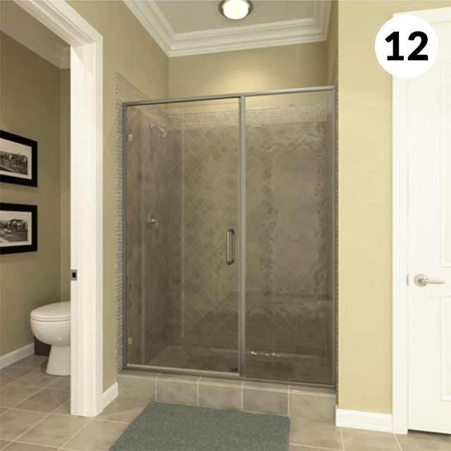 Semi-frameless swing door shower enclosure