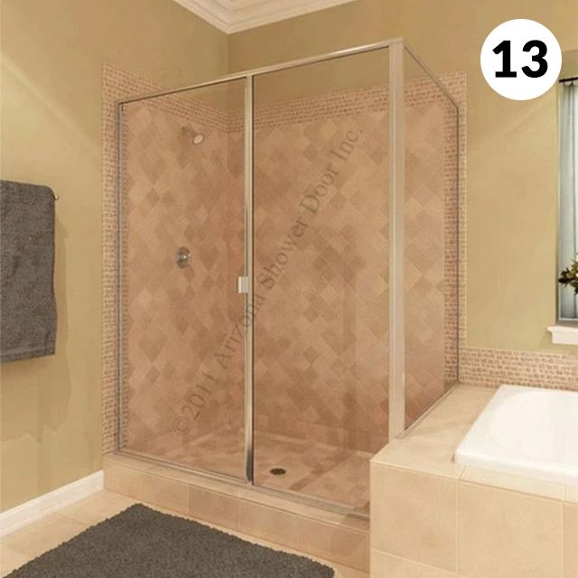 Semi-frameless swing door shower enclosure