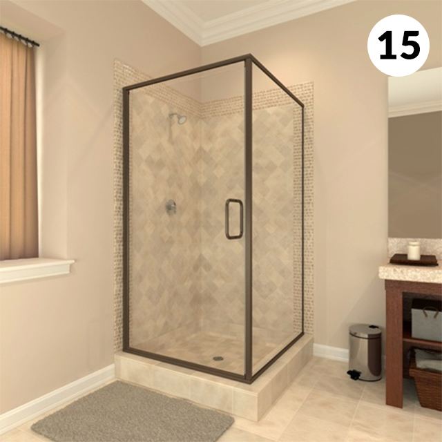 Semi-frameless swing door shower enclosure