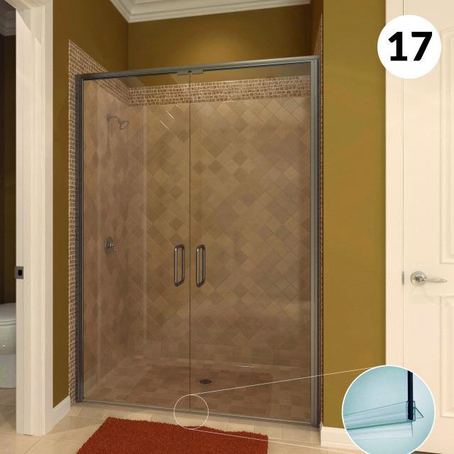 Semi-frameless swing door shower enclosure
